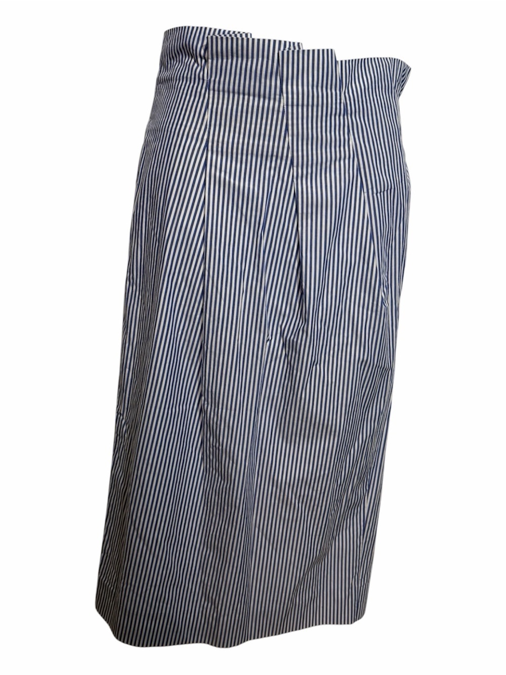 J. CREW Skirt Blue White Striped Asymmetrical Pleated Waist Skirt Size 0 Preppy